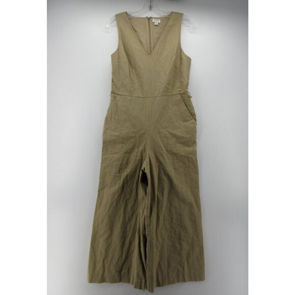 J Crew Jumpsuit 4 Linen One Piece Wide Leg Cottage Peasant Zip Up * - Picture 1 of 12